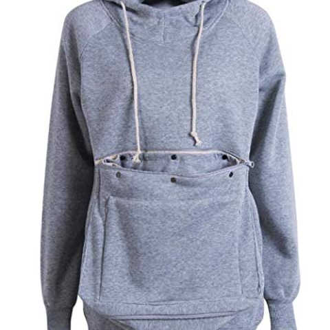 にゃんこパーカー トレーナー ゆったり にゃんガルーパーカー 猫 犬 プルオーバー 猫入れポケット 猫用ポケット付きパーカー カンガルー ポケット (グレイ,L)