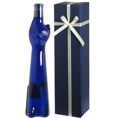 ＜青い猫のボトル＞ ラインヘッセン・リースリング Q.b.A. ネコボトル ギフト（白1本） (包装紙：ネイビー)