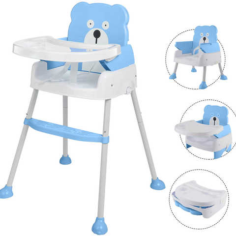 Arshiner 赤ちゃん用 多機能 ハイチェア 子供 お食事椅子 学習机 4wayベビーチェア 6ヶ月から6才まで お食事 おやつ 離乳食 テーブルチャア 組立 5点式安全ベルト 脱出防止 (BLUE) (ブルー