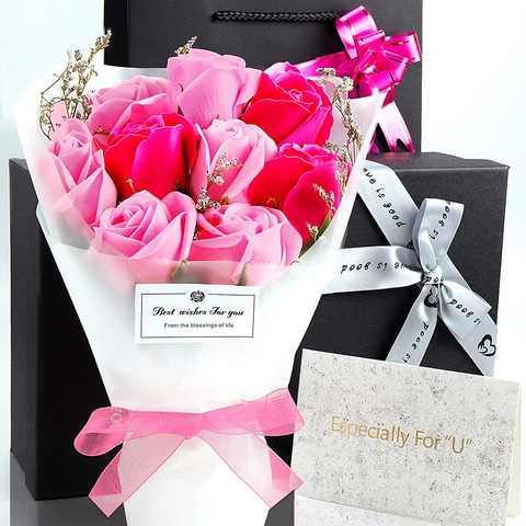 ソープフラワー 花束 プレゼント ギフト 誕生日 母の日 メッセージカード付き（ピンク）