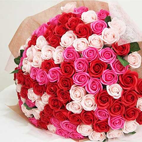 お好きな本数 ソープフラワー花束 ピンクミックス(r) 120本 ブーケ 誕生日 還暦 古希 喜寿 記念日 お祝い シャボンフラワー 造花