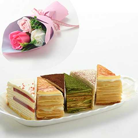 母の日 スイーツ 花束 ギフト ミルクレープ5種食べ比べセット (ブーケ付き)