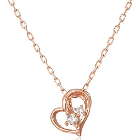 BLOOM ピンクゴールド キュービックジルコニア ハート ネックレス