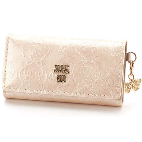 (アナスイ) ANNA SUI キー ケース 鍵 カギ キーケースケース ハート ローズ バラ 薔薇 花柄 フラワー 蝶 バタフライ WOMEN レディース エンボス加工 型押し 牛革 革 レザー エナメル