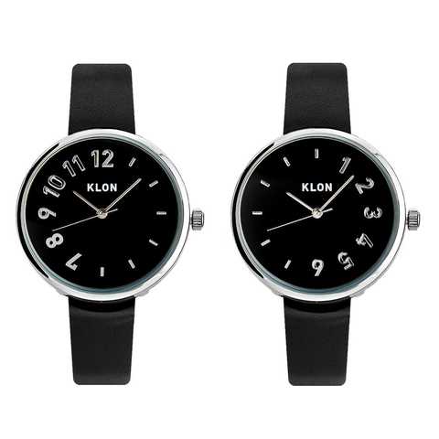 KLON CONNECTION DARING 【BLACK SURFACE】 33mm 腕時計 黒ベルト ペアウォッチ カップル シンプル ユニセックス 黒 おしゃれ レディース メンズ (ペアセット)