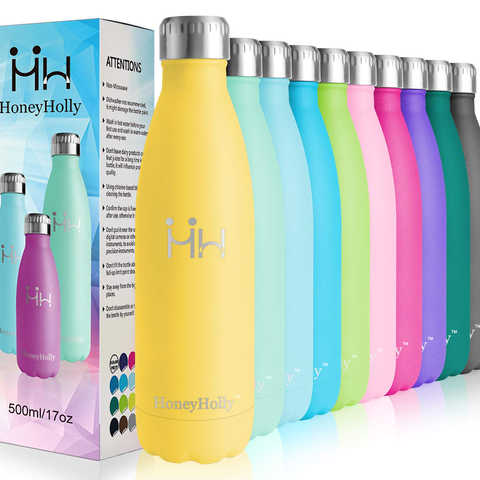 HoneyHolly ボトル 水筒 魔法瓶 真空断熱ボトル 直飲み 保温保冷 ステンレス-350ml&500ml&650ml&750ml 子供用 男女兼用 スポーツボトル ウォーターボトル 二重構造 おしゃれ かわいい 釣り 登山 自転車 仕事 アウトドアスポーツ おしゃれ