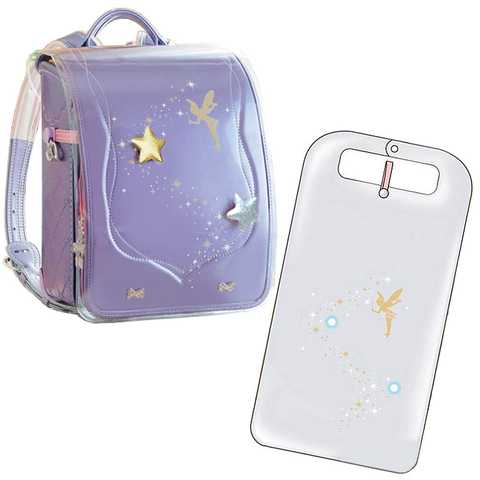 夜道で反射して光る　デコらん　ランドセルカバー　≪ティンカーベル≫　デコパーツ取り付け可能モデル　透明　クリア　光る　再帰反射　ビニール 入学準備　新入学　入学祝い