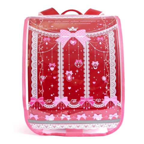 ランドセルカバー 反射材(リフレクター)付き クリアデザインタイプ りぼんとレースのジュエリードレーブ N4180500