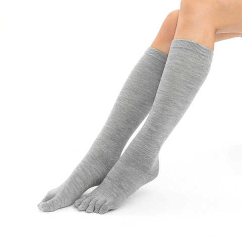 [靴下屋]クツシタヤ あったかウール無地5本指ハイソックス 22.0～24.0cm 日本製 五本指靴下