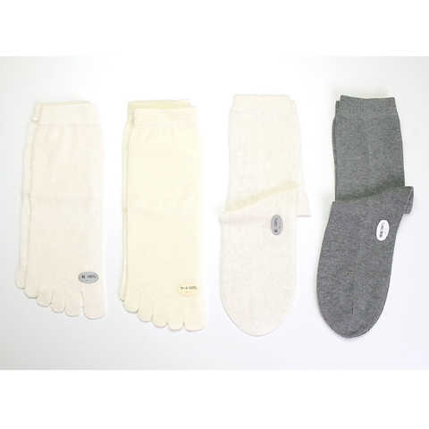 (正活絹4足セット) 冷えとり靴下（2枚目ウール） 天然素材100% 日本製