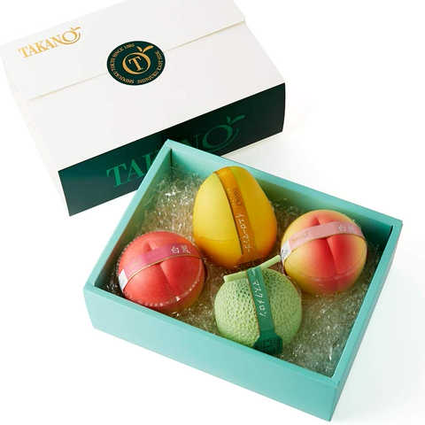 新宿高野 果実ピュアゼリー4入EA 詰め合わせギフト 4種類 [内祝い/ご挨拶/手土産] フルーツ セット (マスクメロン/白桃/白鳳/イエローマンゴー×各1個入り)