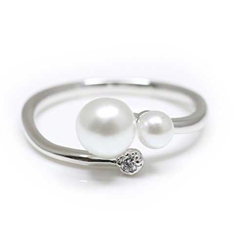 [ココカル]cococaru パール ダイヤモンド リング シルバー Silver925 指輪 7号 淡水 パール 天然 ダイヤ ピンキーリング 日本製