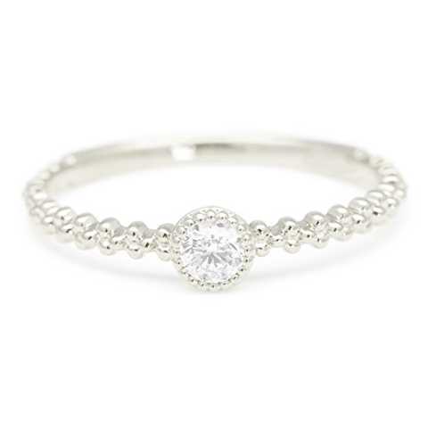 [ココカル]cococaru 一粒 ダイヤモンド リング プラチナ Pt900 指輪 5号 ミル打ち ピンキーリング 天然 ダイヤ 日本製