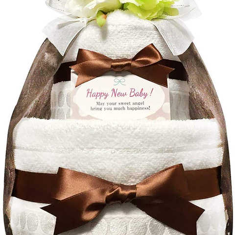 KanonBabys おむつケーキ [ 新生児向け/今治タオル : オーガニック / 2段 ] パンパースS22枚 (出産祝いに大人気) ダイパーケーキ ギフト 誕生日プレゼント 赤ちゃんの内祝い にもおすすめ 