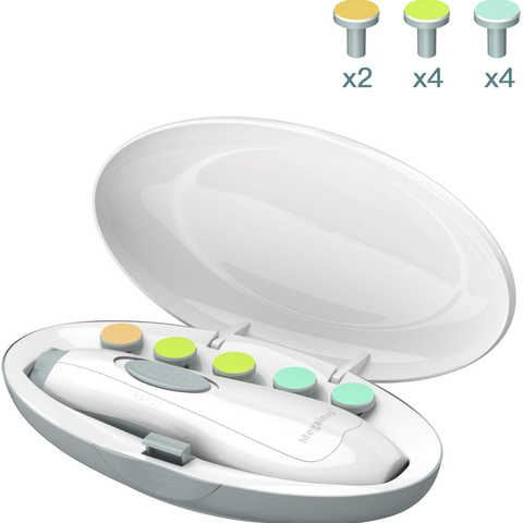 Megainvo ベビー 爪やすり 電動ネイルケア 赤ちゃん ネイルケアセット 爪みがき 低騒音 角質除去 甘皮処理 子供の成長を支えるギフト ベビー専用 静か LEDライト付き 本体+粗さの異なるやすり*10個