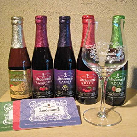 ベルギーフルーツビール リンデマンス５種類と専用グラスセット(new)