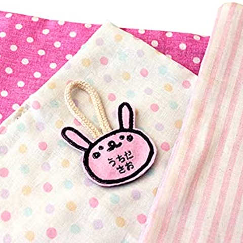 【お名前無料刺繍】ループ付き タオル 3枚セット ガーゼ 綿100% ハンドタオル ハンカチ 手拭き 保育園 幼稚園 入園準備 日本製 刺繍入り 名入れ ベビー 出産祝い ギフト おしゃれ ワッペン (ピンクうさぎさん)