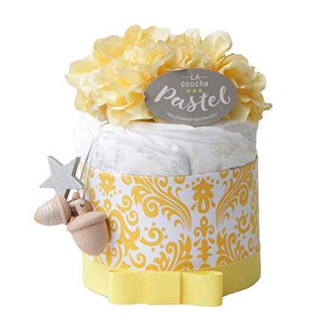 ラクーシュパステル 木のおもちゃ付きオーガニックダイパーケーキ(イエロー)