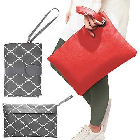 ［K sera sera］ おむつポーチ オムツ入れ おむつ替えシート 3点セット 大きめ マルチポーチ ベビー用品 収納 プレゼント トラベルポーチ (レッド)