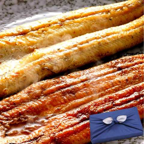 【贈り物用全般】豊橋うなぎ紅白味わいセット 大155-167g×各1尾[大盛2人前] [化粧箱+風呂敷包]