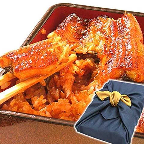 国産うなぎ ギフト 鰻の蒲焼2~3人分 風呂敷包み 国内産うなぎ (紺色)