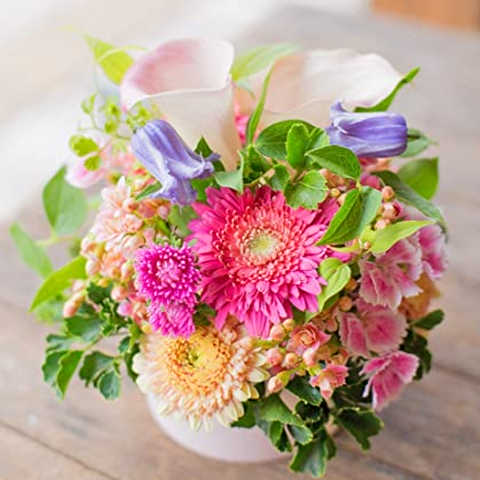 アレンジメントフラワー 生花 ギフト Sサイズ イメージ(可愛い)大臣賞受賞デザイナー おまかせアレンジメント