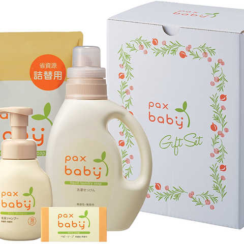 パックスベビー ギフトセット 2800(パックスベビー全身シャンプー300ml × 1本、パックスベビー洗濯せっけん1200ml × 1本、詰替用パックスベビー洗濯せっけん1000ml × 1袋、パックスベビーソープ100g × 1個)