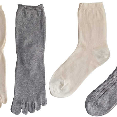 千代治のくつ下 冷えとり靴下 4足重ね履き 22cm-24cm シルク100%とオーガニックコットン100% 日本製