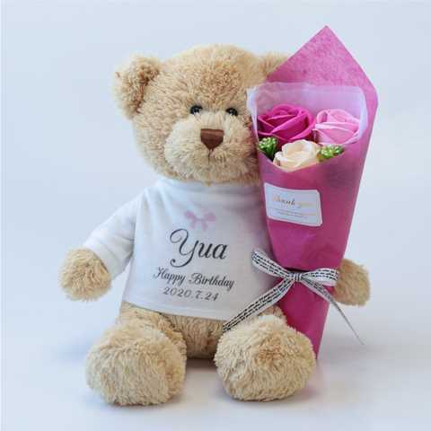 名前入りTシャツ ローズブーケベア Fuaffy