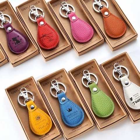 ゴルフネームプレート/ハンドメイドレザーキーリング