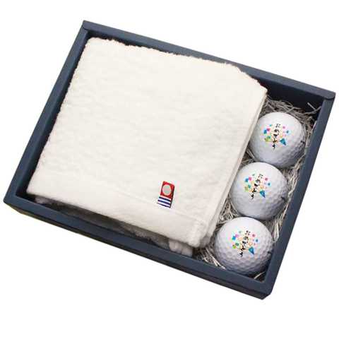 名入れゴルフボール3個+今治タオルセット