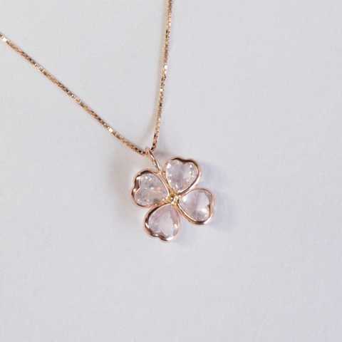 クローバー ローズクォーツネックレス