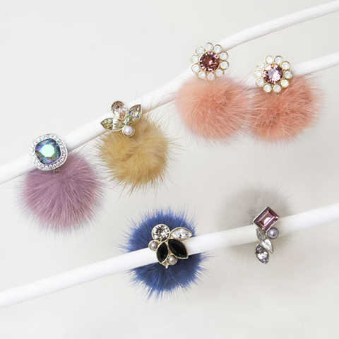 レシピNo.1115　ビジューとミンクボールのイヤリング5種