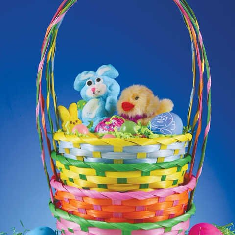 イースター スプリング バンブーバスケット (オレンジ/ピンク)