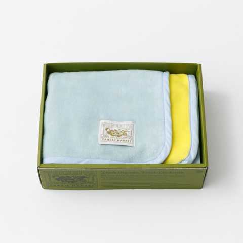 フリースのように見えて１００％オーガニックコットンのクォーターケットギフト（ブルー）