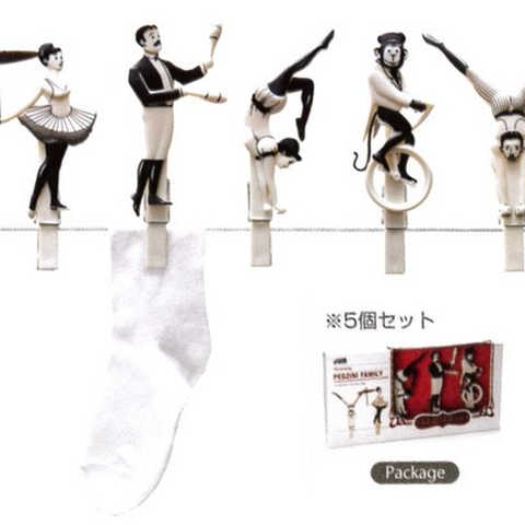 大道芸人のおもしろ洗濯バサミ ペッジーニ ランドリーペグ (5Pセット)