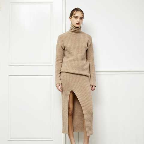 マシュマロリブスリットスカート