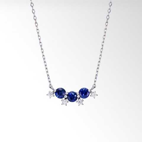 BLUE SAPPHIRE & DIAMOND STAR NECKLACE