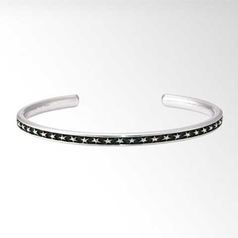 OXIDIZED SILVER STAR BANGLE(L)