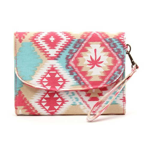 やしの木＆オルテガ柄クラッチバッグ