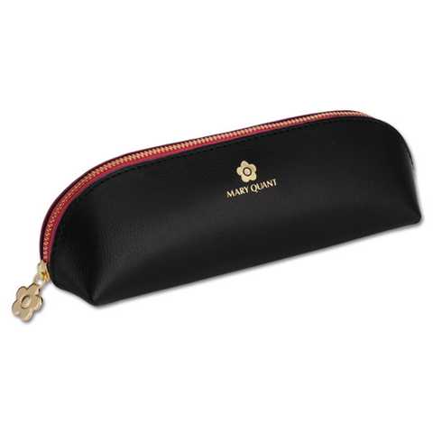 Wフェイス ラウンドペンケース（ブラック×ピンク）