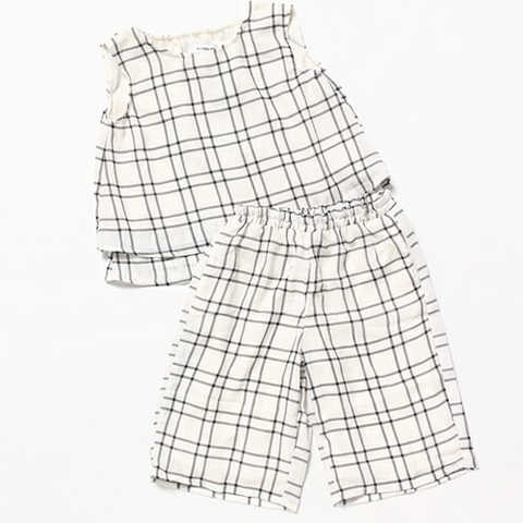 【キッズ】シフォンノースリーブワイドパンツセットアップ