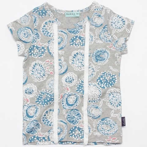 幾何フラワープリントバードＴシャツ