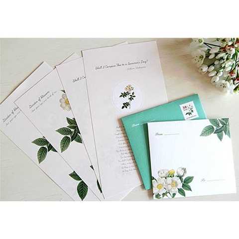 レターセット／ガーデンフラワーグリーン