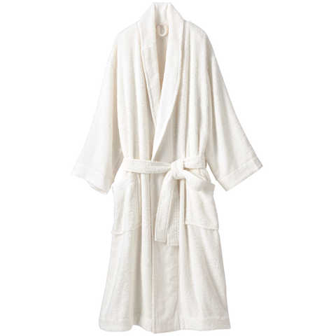 ガーゼ使いしなやかタオルのバスローブ・Ｌ／オフ白　Ｌ 