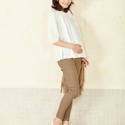 美脚ストレッチカラーデニムマタニティスキニーパンツ