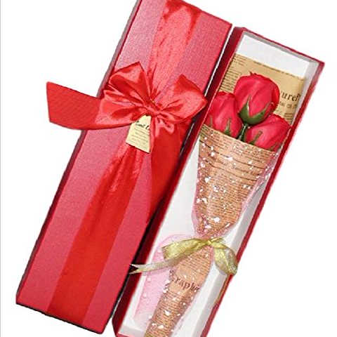 ソープフラワー メッセージカード セット(赤 ３本)