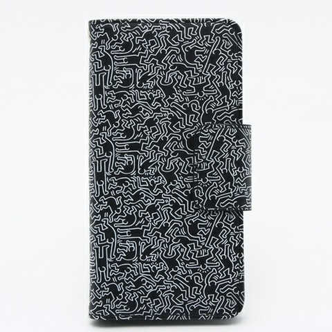【GRAPHT】Keith Haring Collection Flip-Out Cover People/Black x White　iPhone6/6S