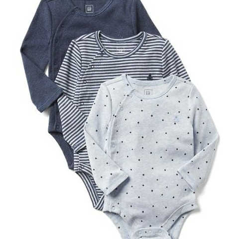 Gap ストライプ長袖キモノ ボディシャツ（3枚組）