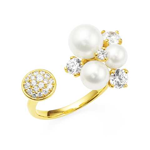 SV925/YGPフレッシュウォーターパール/キュービックジルコニアリング